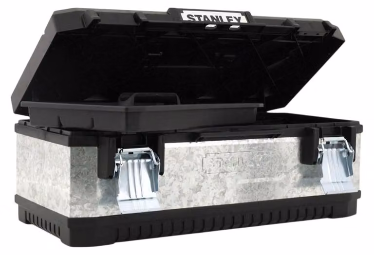 Stanley - Cassetta degli attrezzi, zincata AW2698 (taglia unica) (nero/argento)