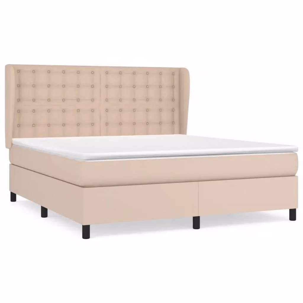 vidaXL Giroletto a Molle con Materasso in Similpelle Colore Cappuccino L/P/H: 160 x 200 cm – 2