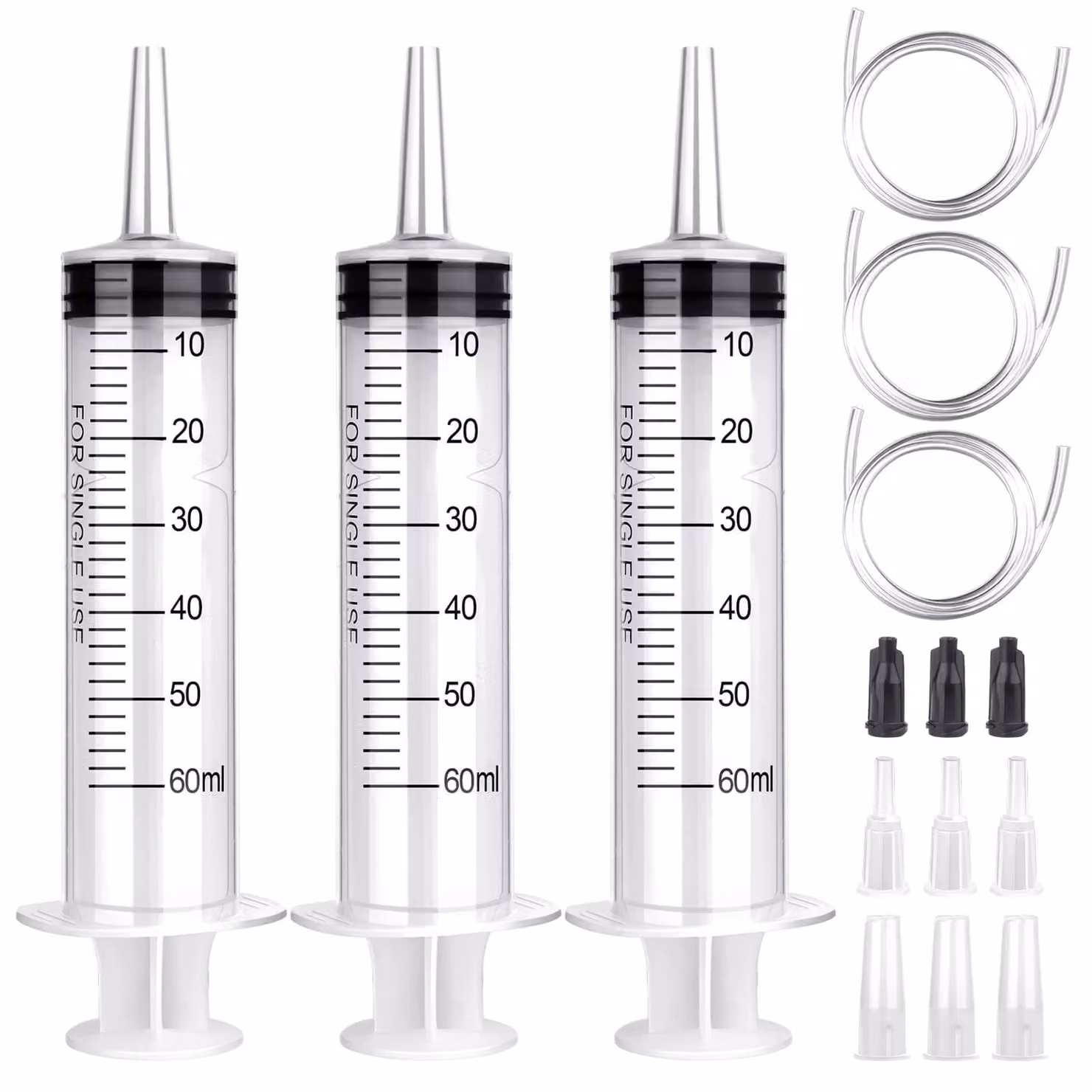 Set di 3 siringhe riutilizzabili da 60 ml con tubo