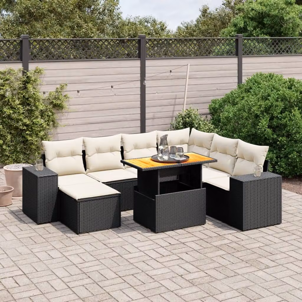 Maison Exclusive - Set Divani da Giardino con Cuscini 8 pz Nero in Polyrattan