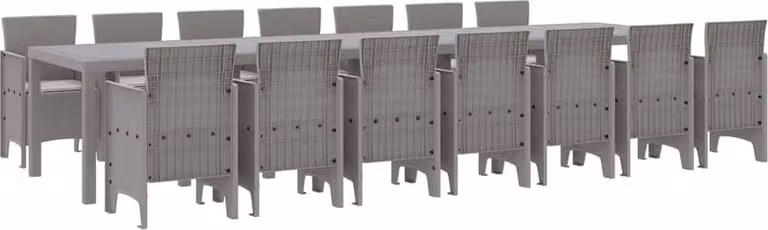 Set da pranzo da giardino con cuscini 15 pcs Grigio chiaro PP