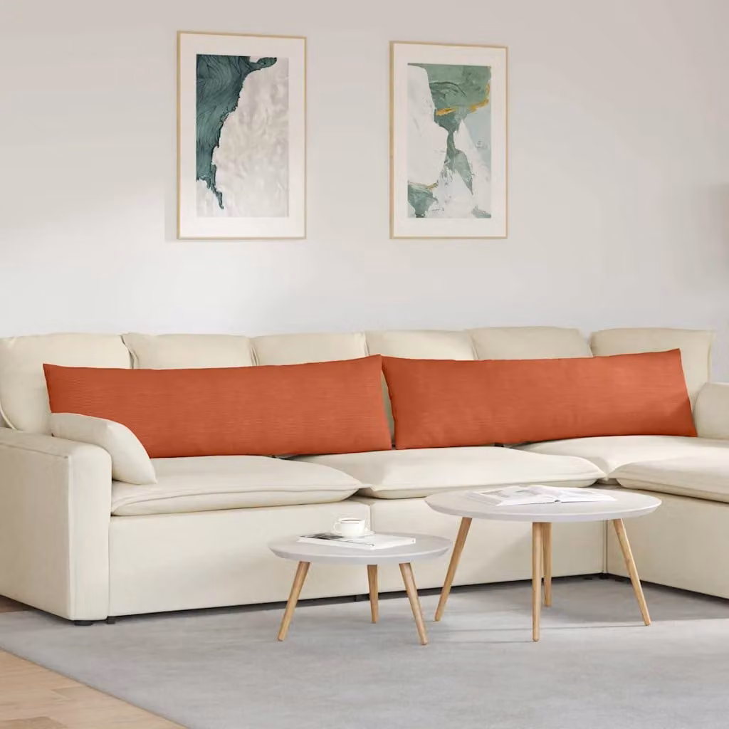 Set di 2 cuscini da divano vidaXL in velluto a coste, colore rosso arancio, L 145 cm x P 40 cm x H 40 cm