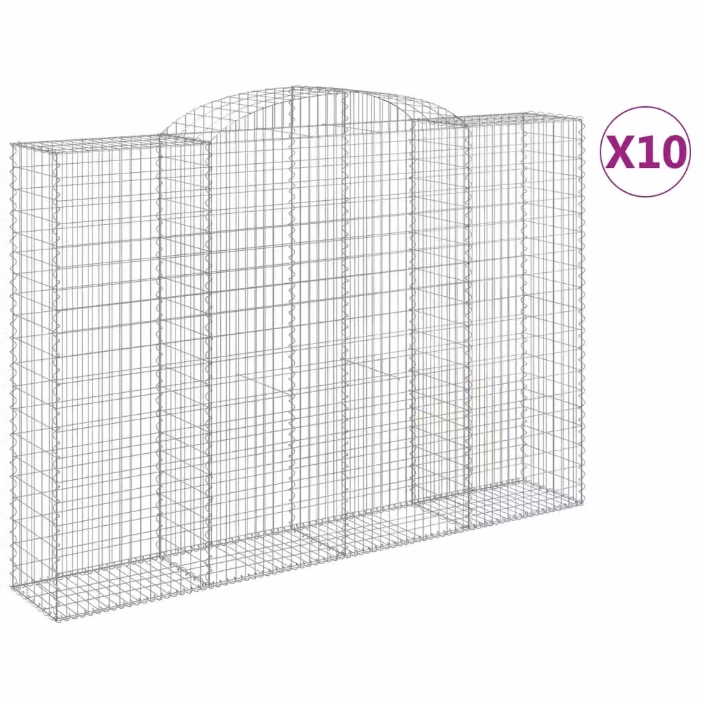 Set di 10 Cesti Gabbioni ad Arco Videx in Acciaio Zincato Colore Argento L: 300 cm, P: 50 cm, H: 200/220 cm – 2