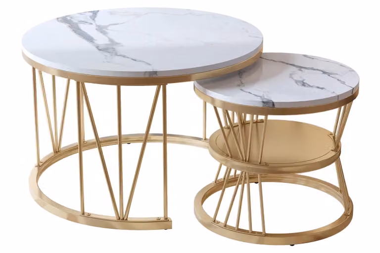 Set di 2 tavolini moderni con struttura a forma di "V"