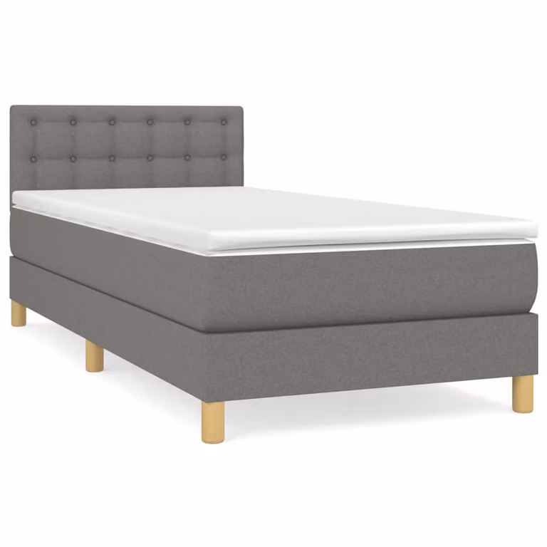 Giroletto a Molle con Materasso Grigio Scuro 100x200 cm Tessuto