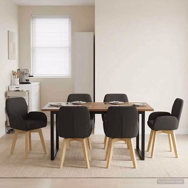 Sedie da pranzo girevoli 6 pz Bouclé Nero 54 x 58 x 87 cm 3428293