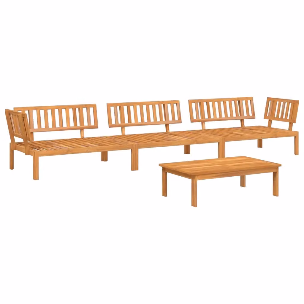 vidaXL Set Divano da Giardino a L in Legno di Acacia Marrone con Cuscini, 4 Pezzi – 2