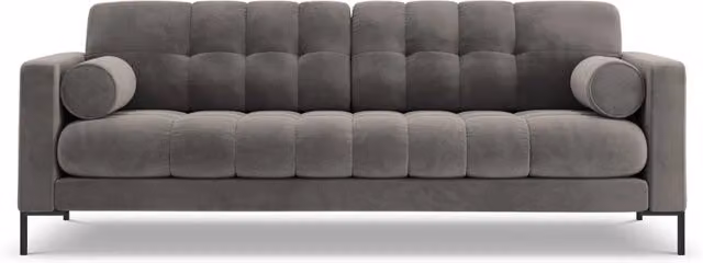 Divano Bali Cosmopolitan Design a 4 posti in velluto grigio chiaro con cuscini coordinati L: 217 cm, P: 75 cm, H: 92 cm