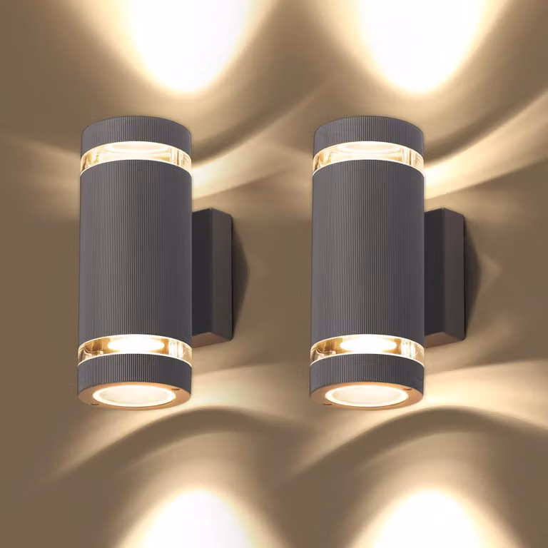 Lampada da parete a LED per esterni, set da 2, grado di protezione IP65, 3000K, alluminio, luce bianco caldo