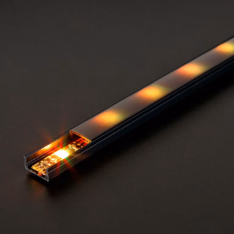 Profilato in alluminio con LED – 2000 x 17 x 8 mm – Profilo a U – nero – 1 pezzo [41010A2-BK]