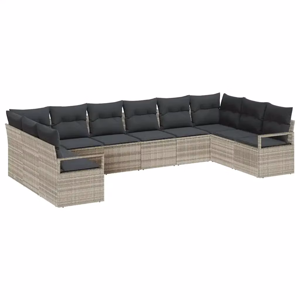 Set di divani da giardino vidaXL a forma di U in rattan grigio con cuscini inclusi – 2