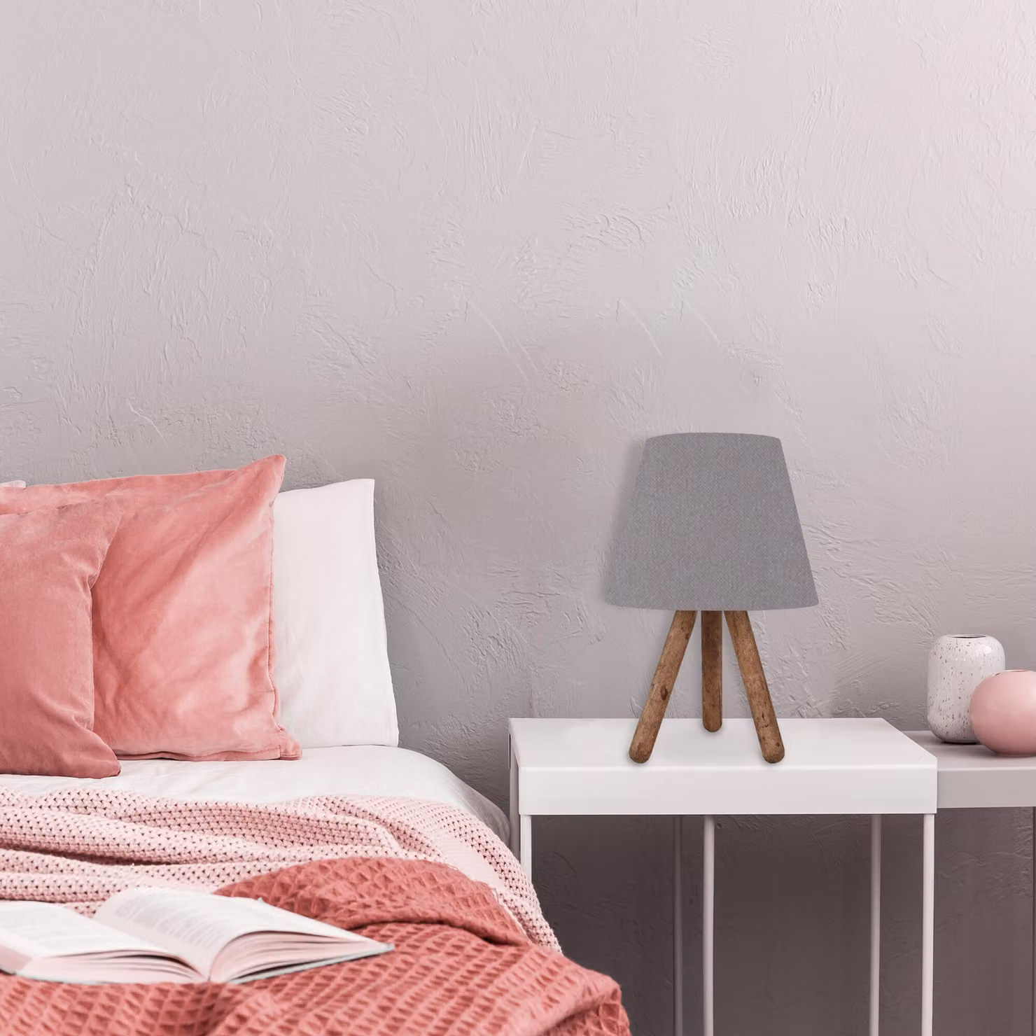Opviq, AYD- AYDAXL, grigio, lampade da comodino, 22 x 33 cm, 70% faggio / 30% tessuto PVC