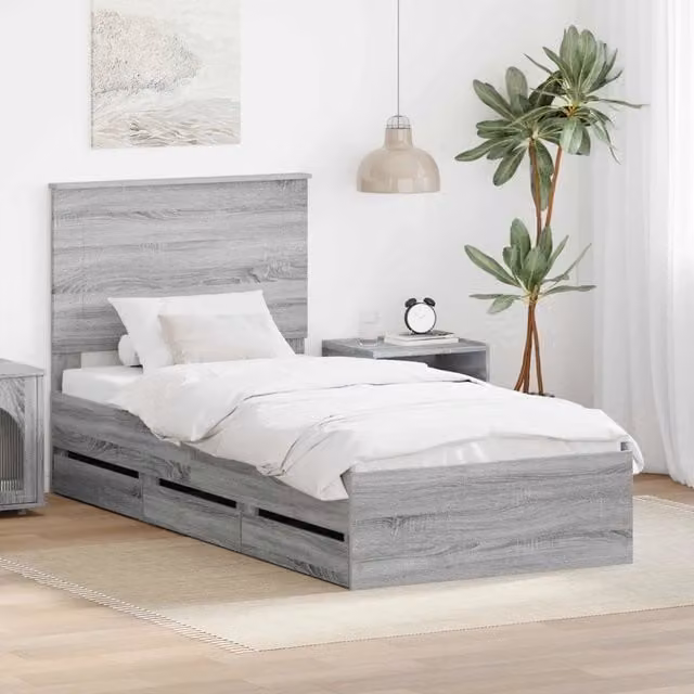 Struttura del letto con cassetto Grigio Sonoma 100 x 200 cm 3409494