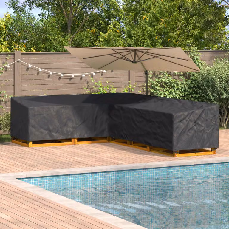 vidaXL Copertura per mobili 355 x 275 x 80 cm Tessuto Oxford 600D Nero
