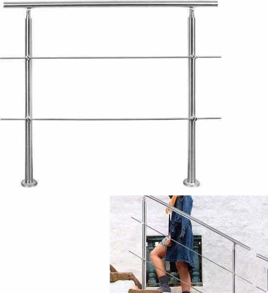 Corrimano in acciaio inossidabile da 160 cm con 2 traverse