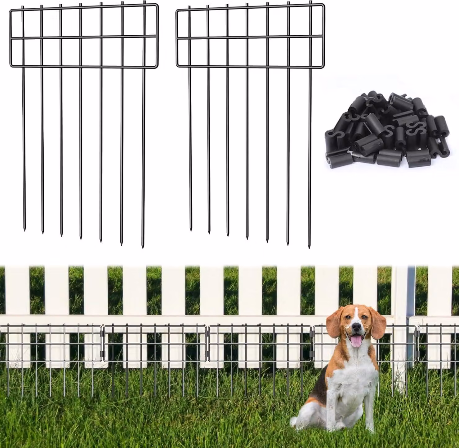 Recinzione da giardino in acciaio inossidabile, composta da 25 elementi, alta 42 cm e lunga 7,62 metri, adatta per cani e conigli