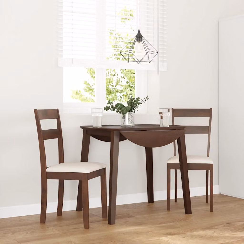 Set di 2 sedie da pranzo vidaXL in legno di hevea massello marrone con cuscini beige