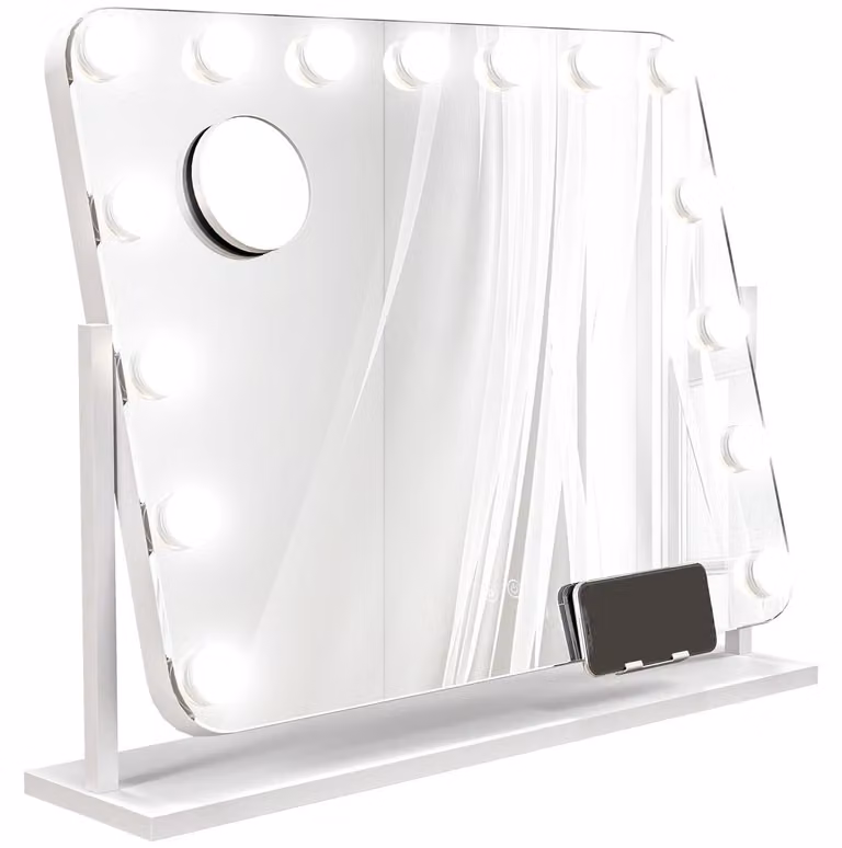 Specchio per il trucco a LED - 3 modalità di luce, dimmerabile, USB, 62,5x49,5 cm