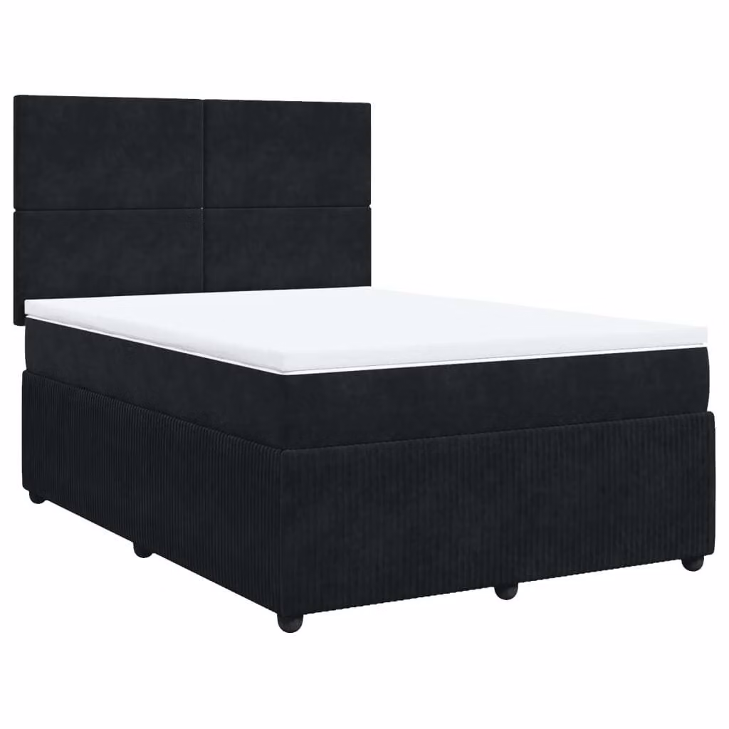 Giroletto a Molle con Materasso Nero 140x190 cm in Velluto