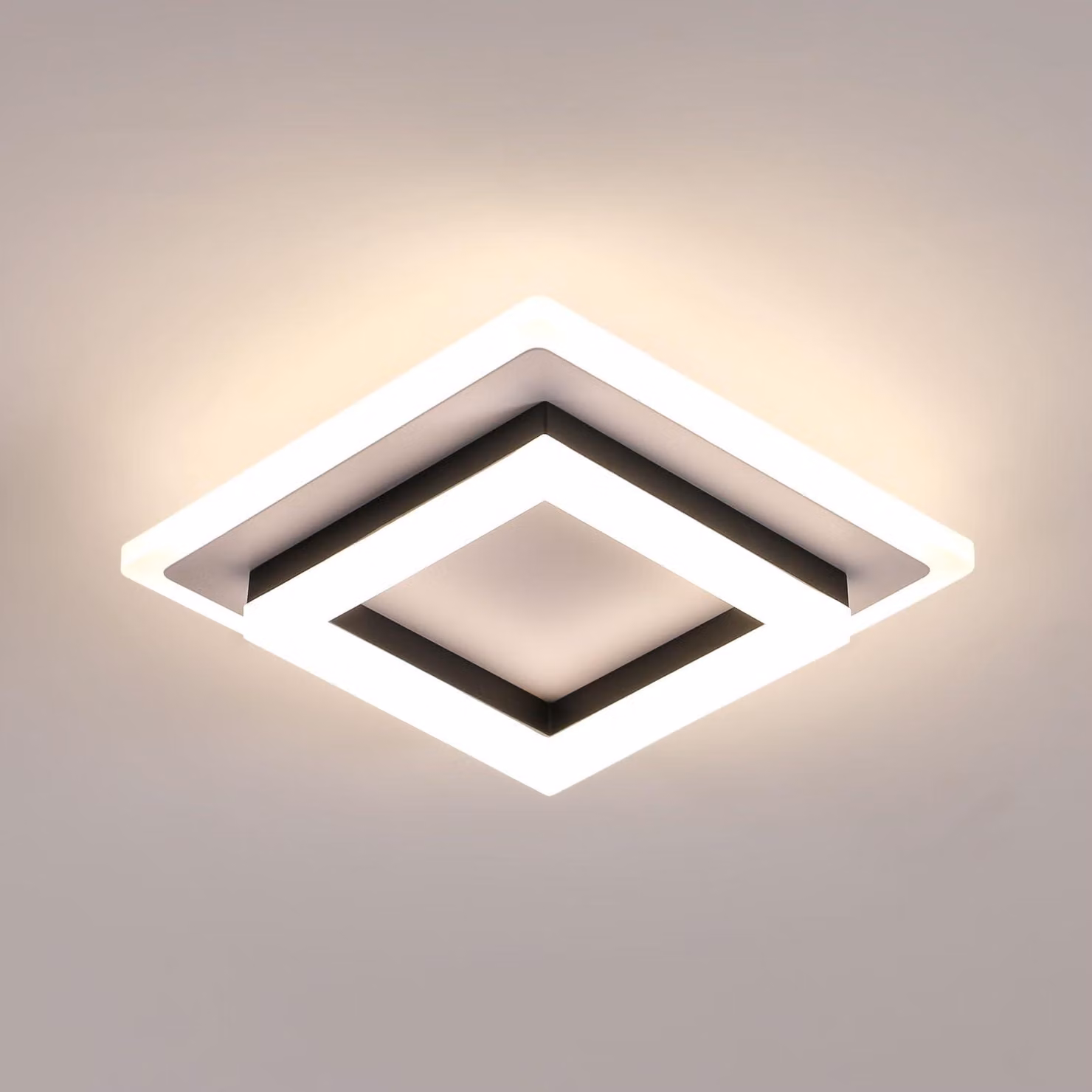 Comely, plafoniera LED da 24W, 2700 lumen, quadrata, colore nero, 4500K – Nero e bianco, 4500K