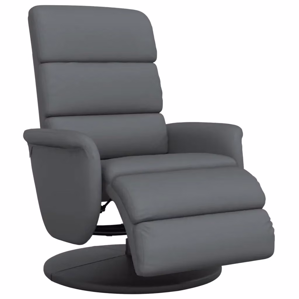 Poltrona Reclinabile Relax vidaXL in Similpelle Grigia con Poggiapiedi e Rotazione 360 Gradi – 2