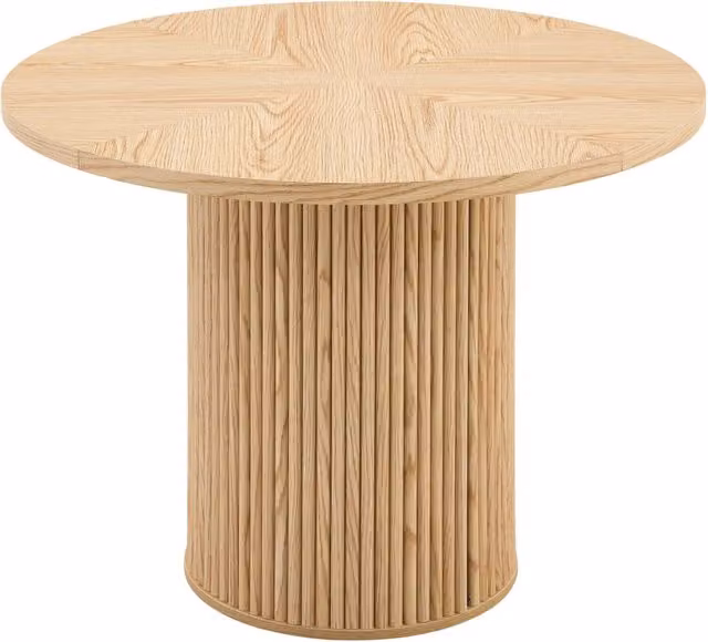 Tavolo da pranzo rotondo 100 cm MDF legno chiaro metallo, 4-6 persone, salvaspazio