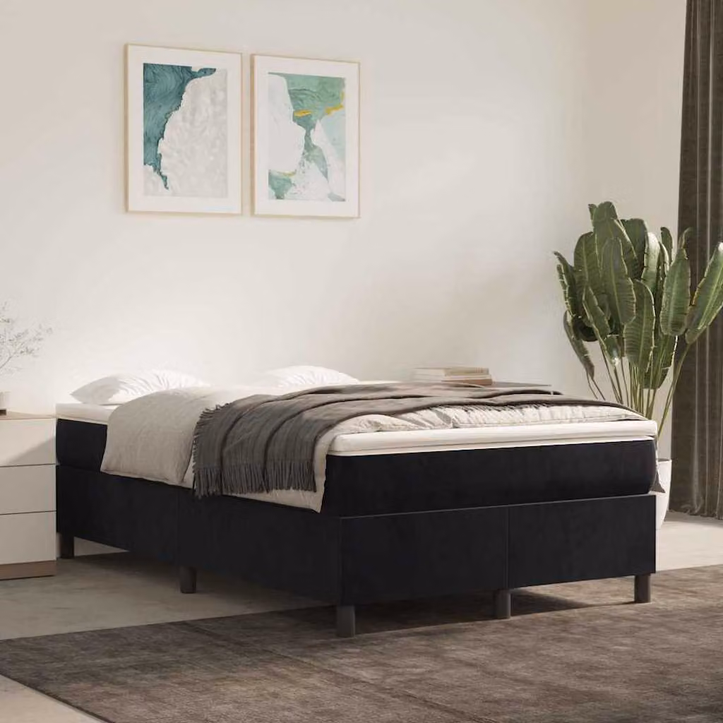vidaXL Letto Ibrido con Giroletto a Molle e Materasso in Velluto Nero, L 120 cm x P 200 cm