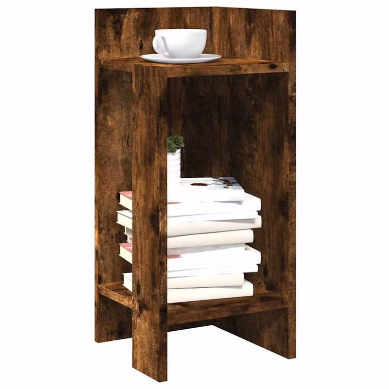 Set di 2 tavolini laterali moderni vidaXL con ripiano in rovere fumo, L/P/H: 25,5 x 27 x 60 cm