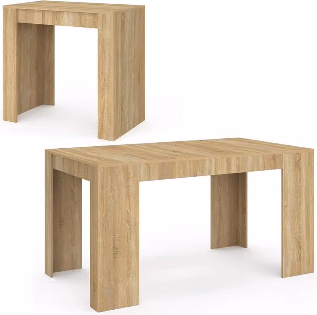 IDMarket Tavolino allungabile ORLANDO rettangolare in legno effetto faggio colore beige per 6 persone L: 140 cm