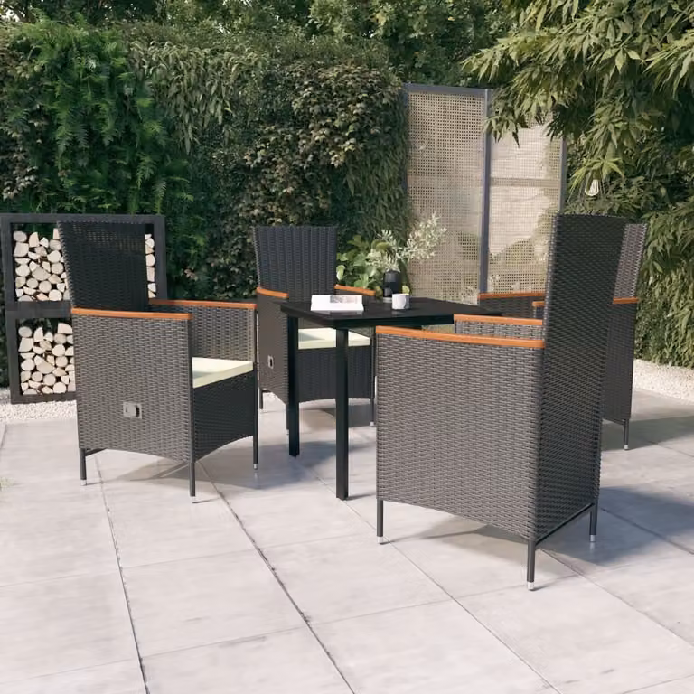 Maison Exclusive - Set da pranzo da giardino a 5 pezzi con cuscini, nero