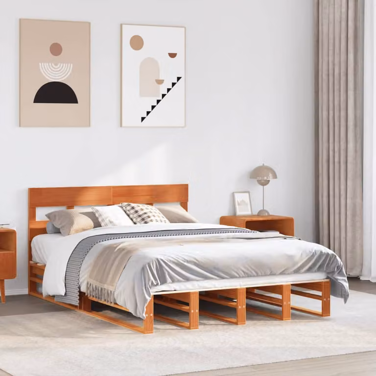 Letto in legno di pino vidaXL marrone cera stile rustico L 120 x P 192 cm