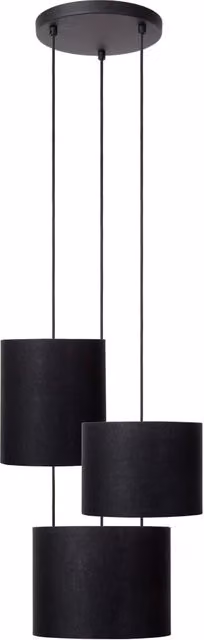 Lampada a sospensione Lucide Maya in metallo e tessuto nero e oro con 3xE27 dimmabile