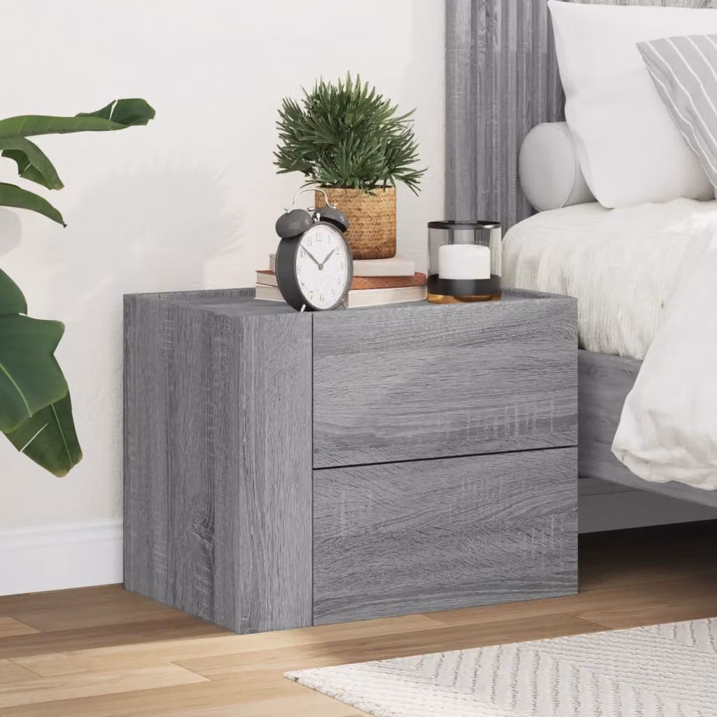 Comodino a muro vidaXL moderno in grigio, L 45 cm x P 30 cm x H 35 cm