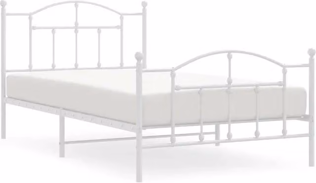 Letto singolo per adulti con testiera e pediera in metallo bianco DESIGN IN L: 100 cm, P: 200 cm – 1