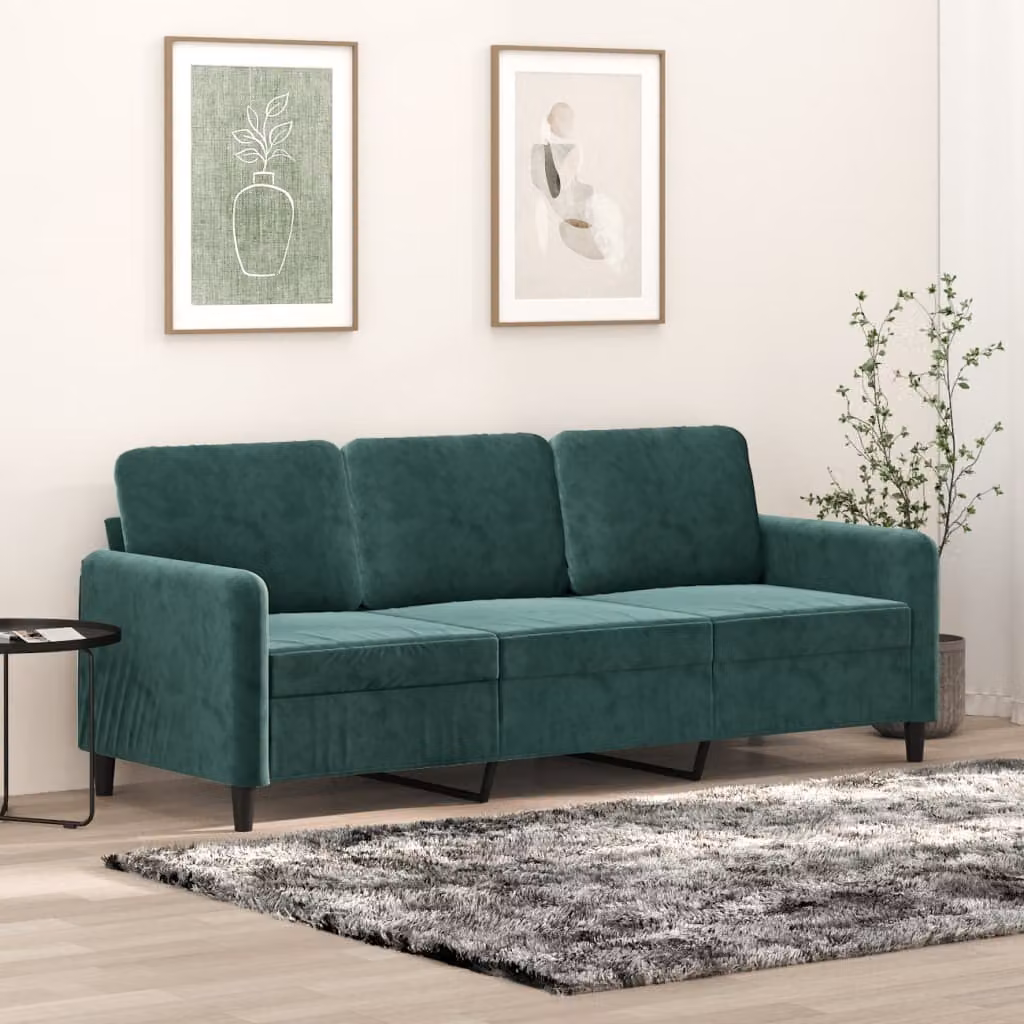 Divano esclusivo, 3 posti, verde scuro, 180 cm, in velluto