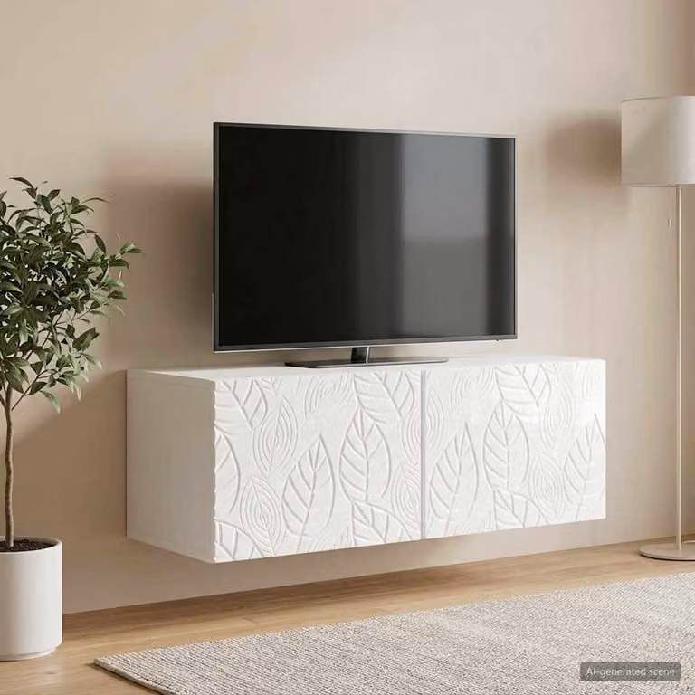 vidaXL Mobile Porta TV da Muro Bianco Lucido L: 78,5 cm, P: 31 cm