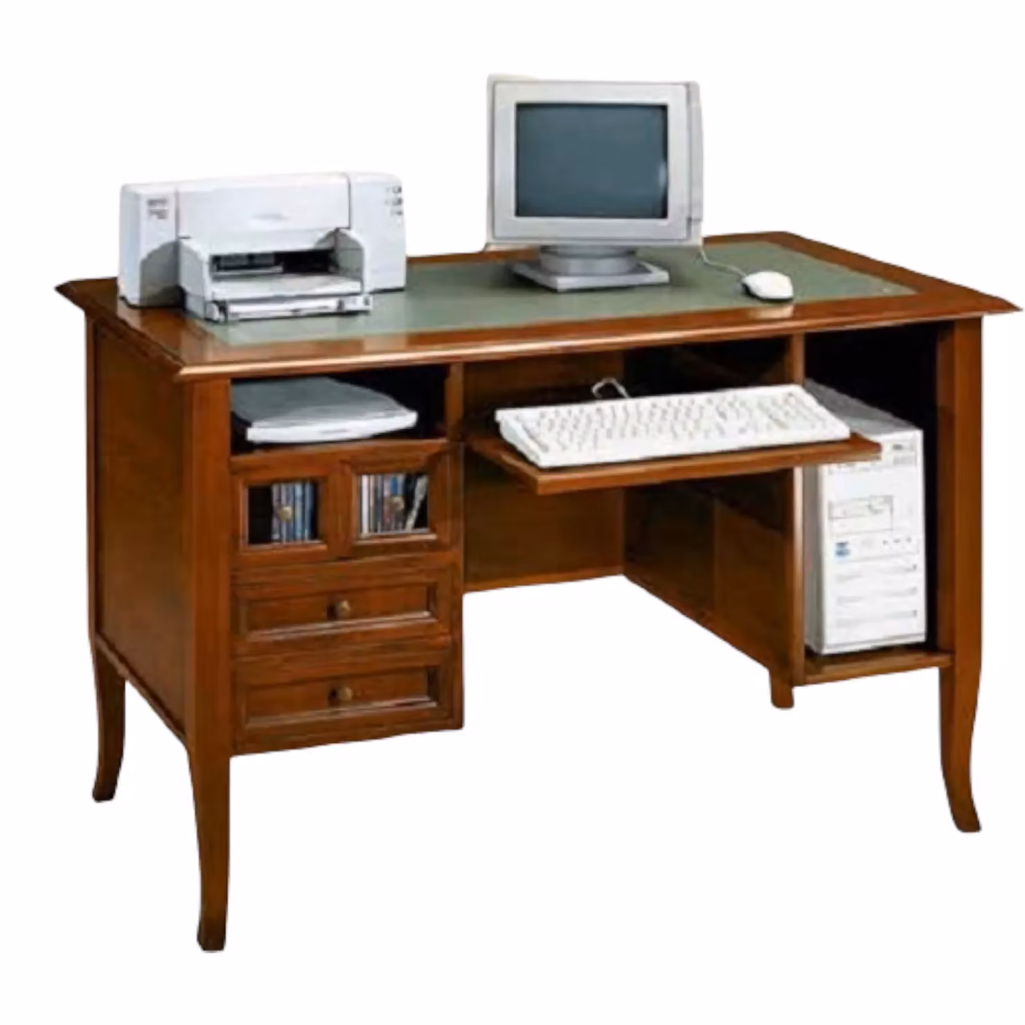 Scrivania da ufficio in legno Mobili 2G colore noce L: 130 cm, P: 74 cm, H: 81 cm – 1