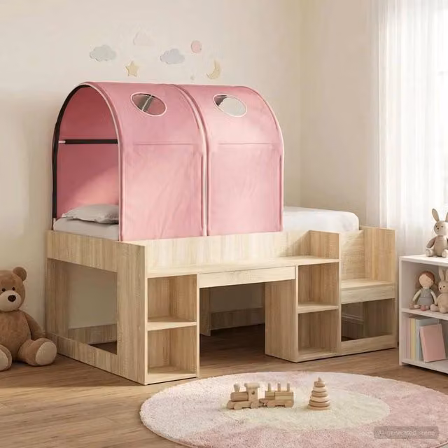 Letto con Tunnel 3 pz Rovere Sonoma e Rosa Legno ingegnerizzato 3423506
