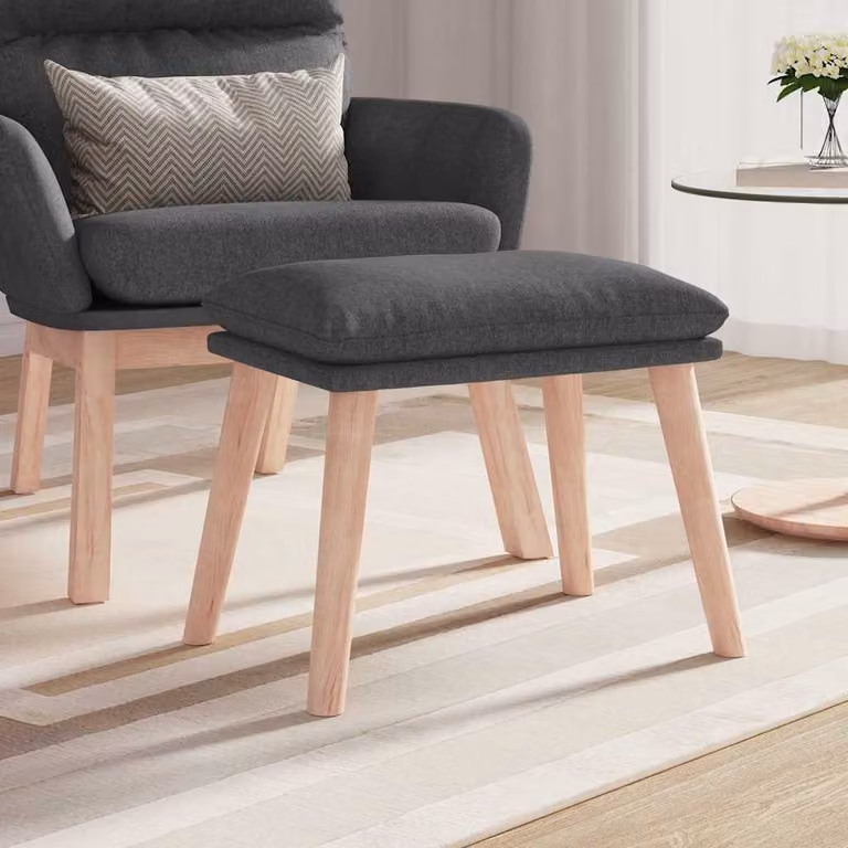 Poggiapiedi vidaXL in tessuto grigio con struttura in legno L: 45 cm, P: 29,5 cm, H: 35 cm