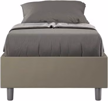 Letto Sommier imbottito Singolo 80x200 cm Azelia - Similpelle,Cappuccino,Con rete