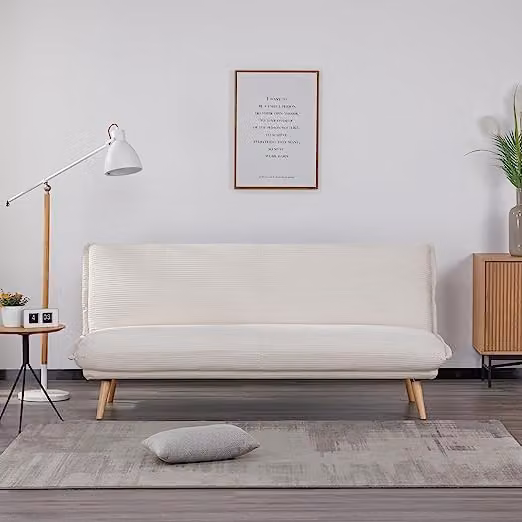 Divano letto 3 posti Clic Clac trasformabile in materasso | Click Velvet Blue Bianco
