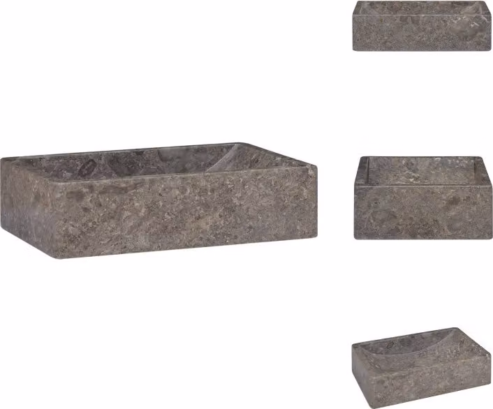 vidaXL Lavabo 45x30x12 cm in marmo grigio lucido - Lavabo da bagno