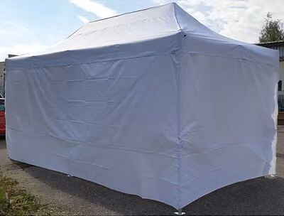Tenda da festa a forbice 3x4,5 m ALU Standard 450 g/m² - 4 pannelli laterali pieni, bianco