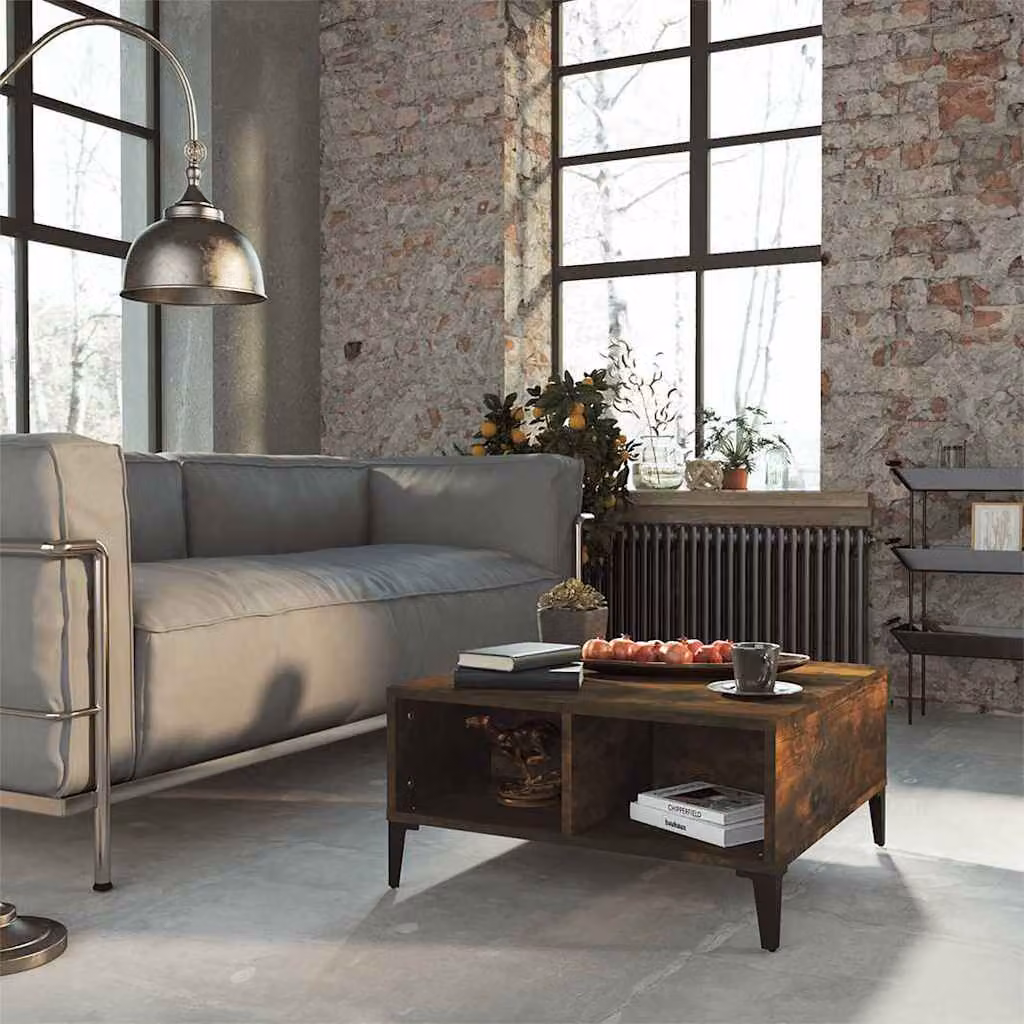 Tavolino da salotto moderno vidaXL in MDF e metallo, colore marrone, L/P/H: 60 x 60 x 30 cm