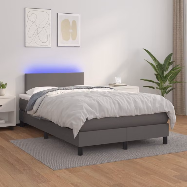 Maison Exclusive - Giroletto Molle con Materasso e LED Grigio 120x200cm Pelle finta