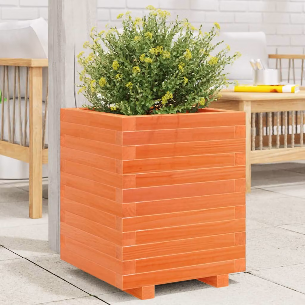 Fioriera da giardino vidaXL in legno di pino marrone e arancione L/P/H: 40 x 40 x 49,5 cm
