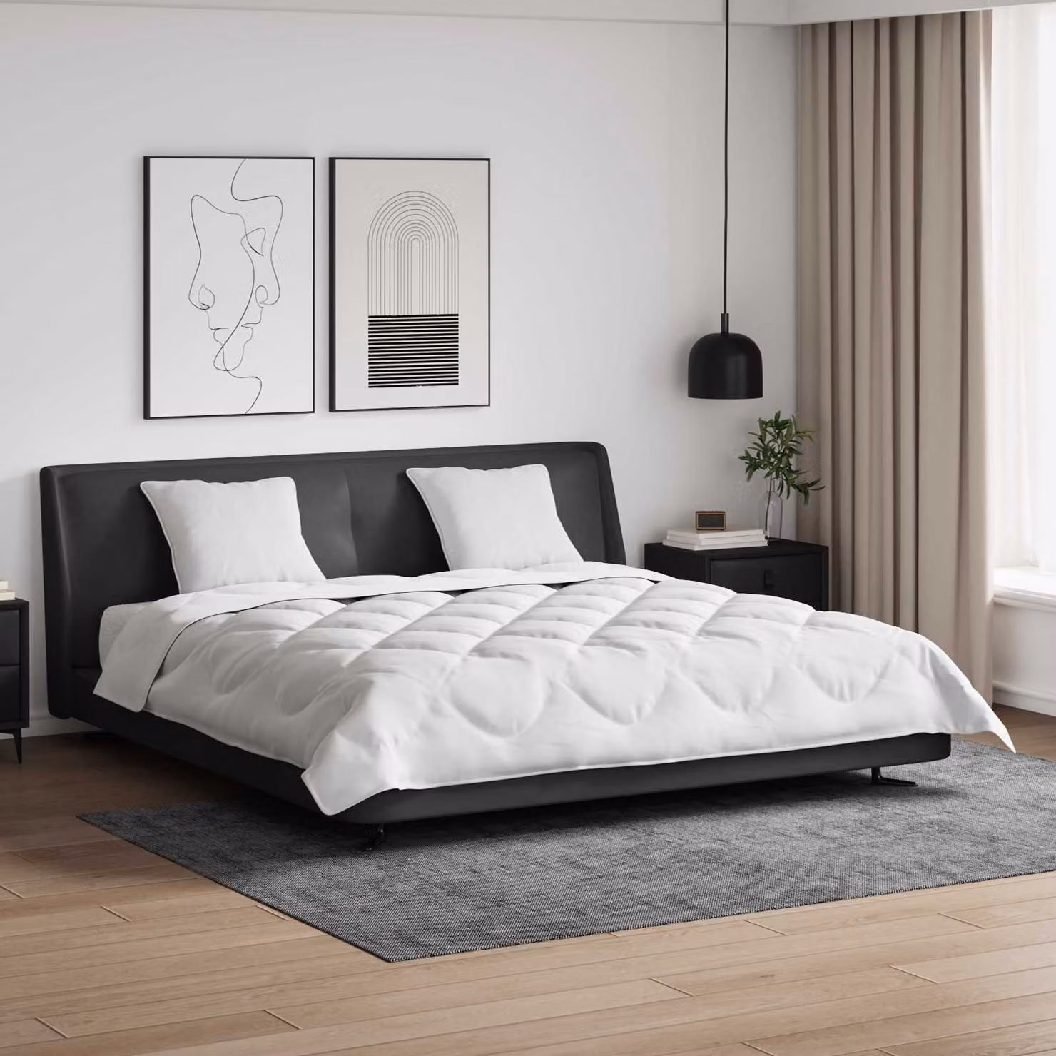 Set di 3 pezzi vidaXL composto da piumone e cuscini in microfibra bianca, L 240 x P 220 cm
