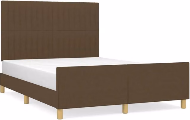 Letto matrimoniale | Letto per adulti | Giroletto senza Materasso Marrone Scuro 140x200 cm Tessuto