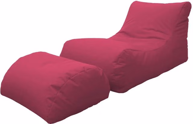 Poltrona Pouf Chaise Longue con Poggiapiedi Avalli in Tessuto Rosa – 1