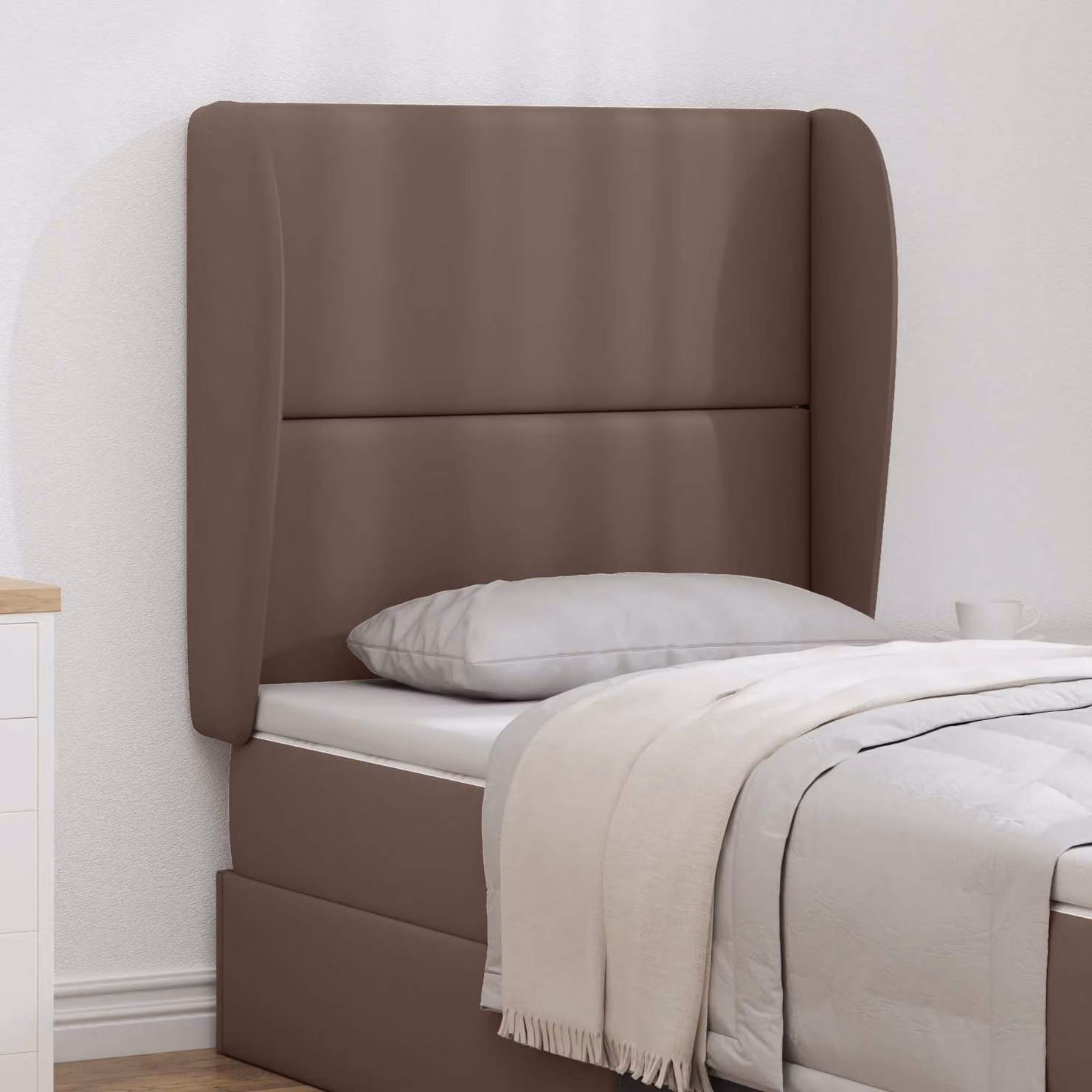 Testata del letto imbottita vidaXL in ecopelle marrone con pannello decorativo moderno